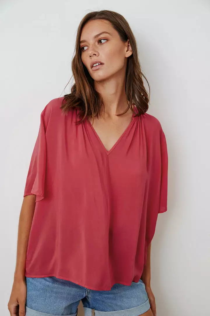 Velvet By Graham & Spencer Womens JAYCEE SPLIT NECK BLOUSE 1 Velvet By Graham & Spencer Womens JAYCEE SPLIT NECK BLOUSE