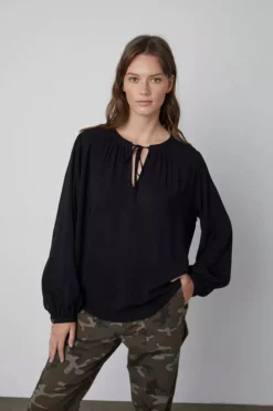 Velvet By Graham & Spencer SLOANE FRONT TIE BLOUSE