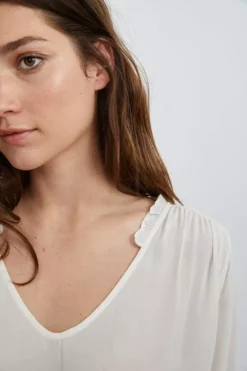 Velvet By Graham & Spencer Womens TRIXIE RUFFLED BLOUSE