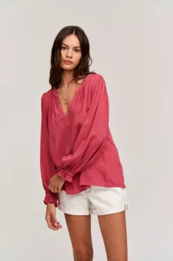 Velvet By Graham & Spencer JOLENE V-NECK BLOUSE Womens 20 Velvet By Graham & Spencer JOLENE V-NECK BLOUSE Womens