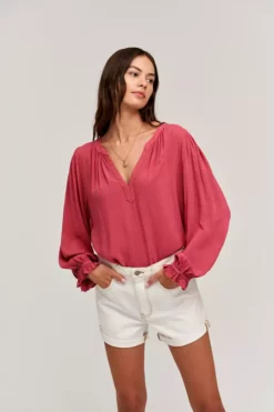 Velvet By Graham & Spencer JOLENE V-NECK BLOUSE Womens 18 Velvet By Graham & Spencer JOLENE V-NECK BLOUSE Womens
