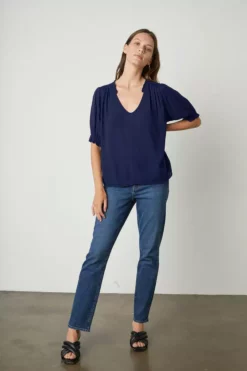 Velvet By Graham & Spencer Womens TRIXIE RUFFLED BLOUSE