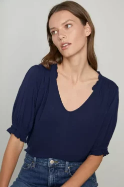 Velvet By Graham & Spencer Womens TRIXIE RUFFLED BLOUSE