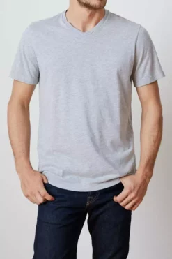 Velvet By Graham & Spencer SAMSEN HEATHER GREY WHISPER CLASSIC V-NECK TEE Mens