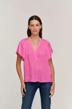 Velvet By Graham & Spencer LORENA V-NECK BLOUSE Womens