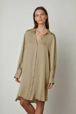 Velvet By Graham & Spencer Womens SAVANNAH BUTTON-UP DRESS
