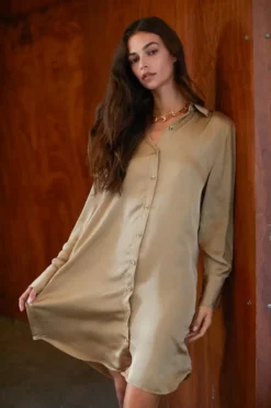 Velvet By Graham & Spencer Womens SAVANNAH BUTTON-UP DRESS