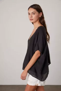 Velvet By Graham & Spencer ALINN BOXY V-NECK TOP