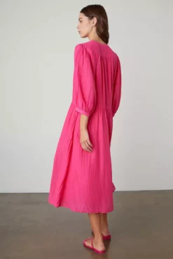 Velvet By Graham & Spencer Womens EMERSON BUTTON-UP MIDI DRESS