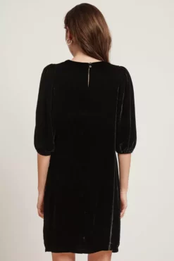 Velvet By Graham & Spencer Womens CARISSA SILK VELVET PUFF SLEEVE DRESS