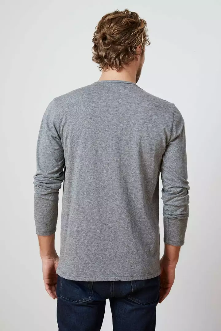 Velvet By Graham & Spencer Mens SIMEON CHARCOAL RAW EDGE COTTON SLUB TEE 2 Velvet By Graham & Spencer Mens SIMEON CHARCOAL RAW EDGE COTTON SLUB TEE