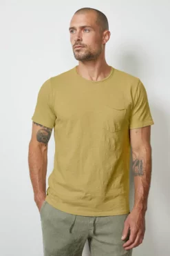 Velvet By Graham & Spencer CHAD RAW EDGE COTTON SLUB POCKET TEE