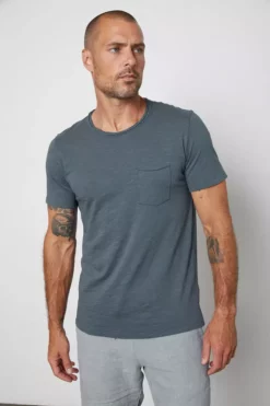Velvet By Graham & Spencer Mens CHAD RAW EDGE COTTON SLUB POCKET TEE 66 Velvet By Graham & Spencer Mens CHAD RAW EDGE COTTON SLUB POCKET TEE
