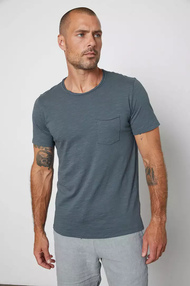 Velvet By Graham & Spencer Mens CHAD RAW EDGE COTTON SLUB POCKET TEE 14 Velvet By Graham & Spencer Mens CHAD RAW EDGE COTTON SLUB POCKET TEE