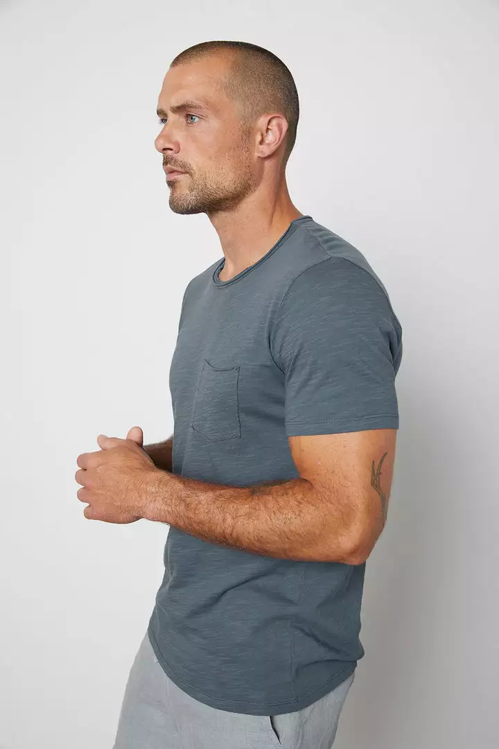 Velvet By Graham & Spencer Mens CHAD RAW EDGE COTTON SLUB POCKET TEE 16 Velvet By Graham & Spencer Mens CHAD RAW EDGE COTTON SLUB POCKET TEE