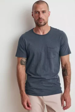 Velvet By Graham & Spencer Mens CHAD RAW EDGE COTTON SLUB POCKET TEE 83 Velvet By Graham & Spencer Mens CHAD RAW EDGE COTTON SLUB POCKET TEE