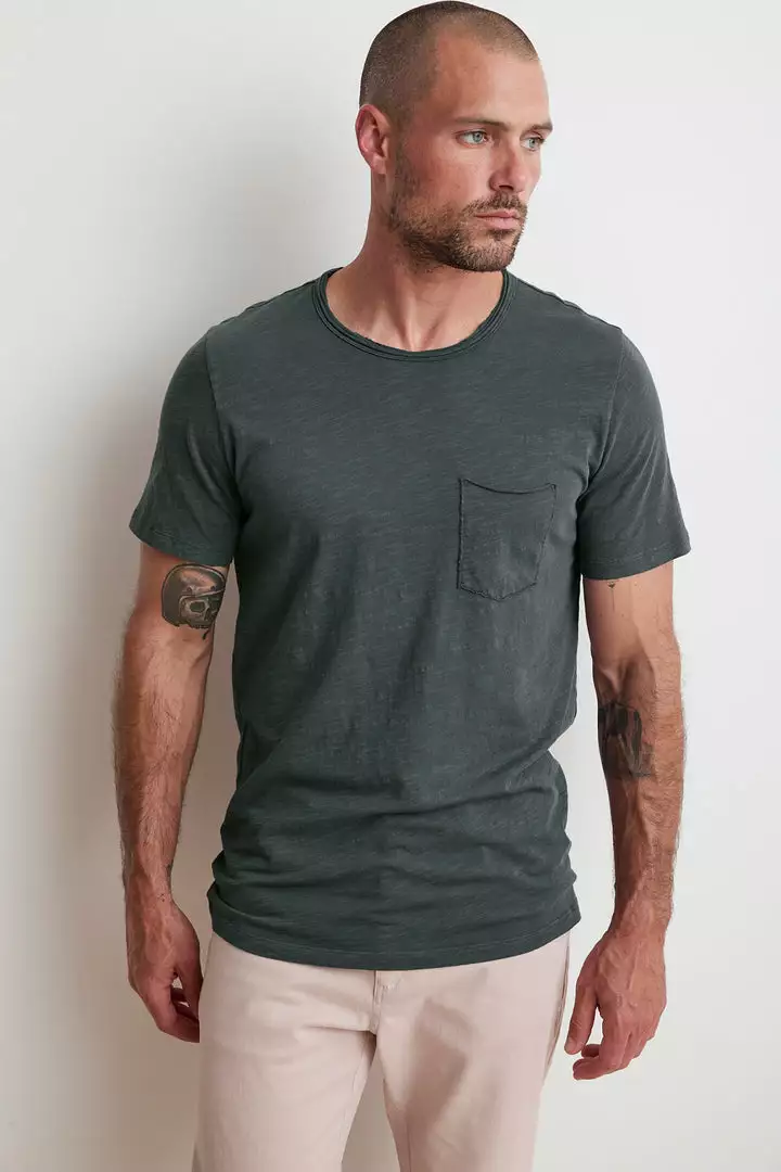 Velvet By Graham & Spencer Mens CHAD RAW EDGE COTTON SLUB POCKET TEE 40 Velvet By Graham & Spencer Mens CHAD RAW EDGE COTTON SLUB POCKET TEE