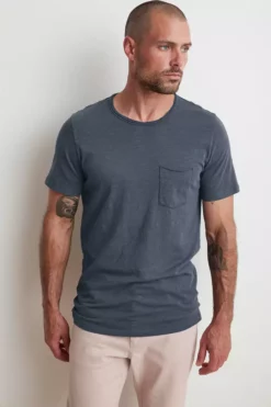 Velvet By Graham & Spencer Mens CHAD RAW EDGE COTTON SLUB POCKET TEE 86 Velvet By Graham & Spencer Mens CHAD RAW EDGE COTTON SLUB POCKET TEE