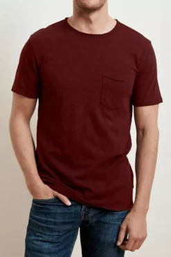 Velvet By Graham & Spencer CHAD RAW EDGE COTTON SLUB POCKET TEE