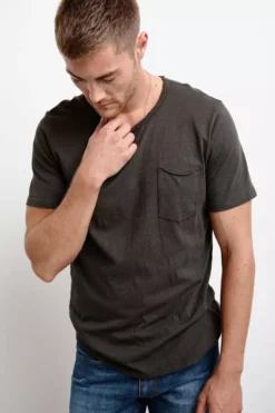 Velvet By Graham & Spencer Mens CHAD RAW EDGE COTTON SLUB POCKET TEE 88 Velvet By Graham & Spencer Mens CHAD RAW EDGE COTTON SLUB POCKET TEE