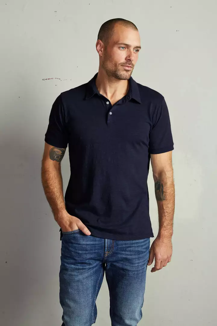 Velvet By Graham & Spencer RANDALL COTTON SLUB POLO Mens 3 Velvet By Graham & Spencer RANDALL COTTON SLUB POLO Mens