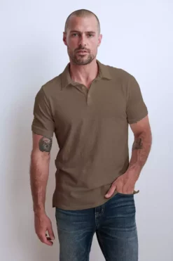 Velvet By Graham & Spencer Mens RANDALL COTTON SLUB POLO