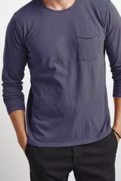 Velvet By Graham & Spencer SIMEON RAW EDGE COTTON SLUB TEE