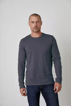 Velvet By Graham & Spencer SIMEON RAW EDGE COTTON SLUB TEE
