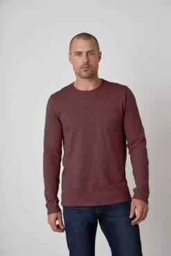 Velvet By Graham & Spencer SIMEON RAW EDGE COTTON SLUB TEE Mens