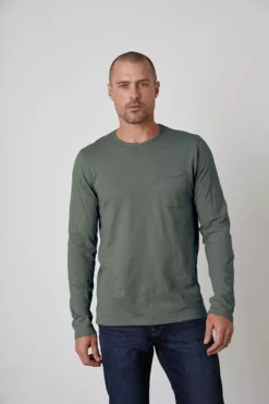 Velvet By Graham & Spencer SIMEON RAW EDGE COTTON SLUB TEE