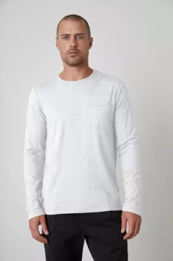 Velvet By Graham & Spencer Mens SIMEON RAW EDGE COTTON SLUB TEE
