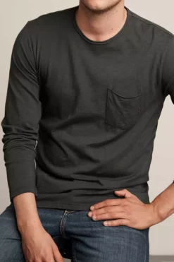 Velvet By Graham & Spencer SIMEON RAW EDGE COTTON SLUB TEE