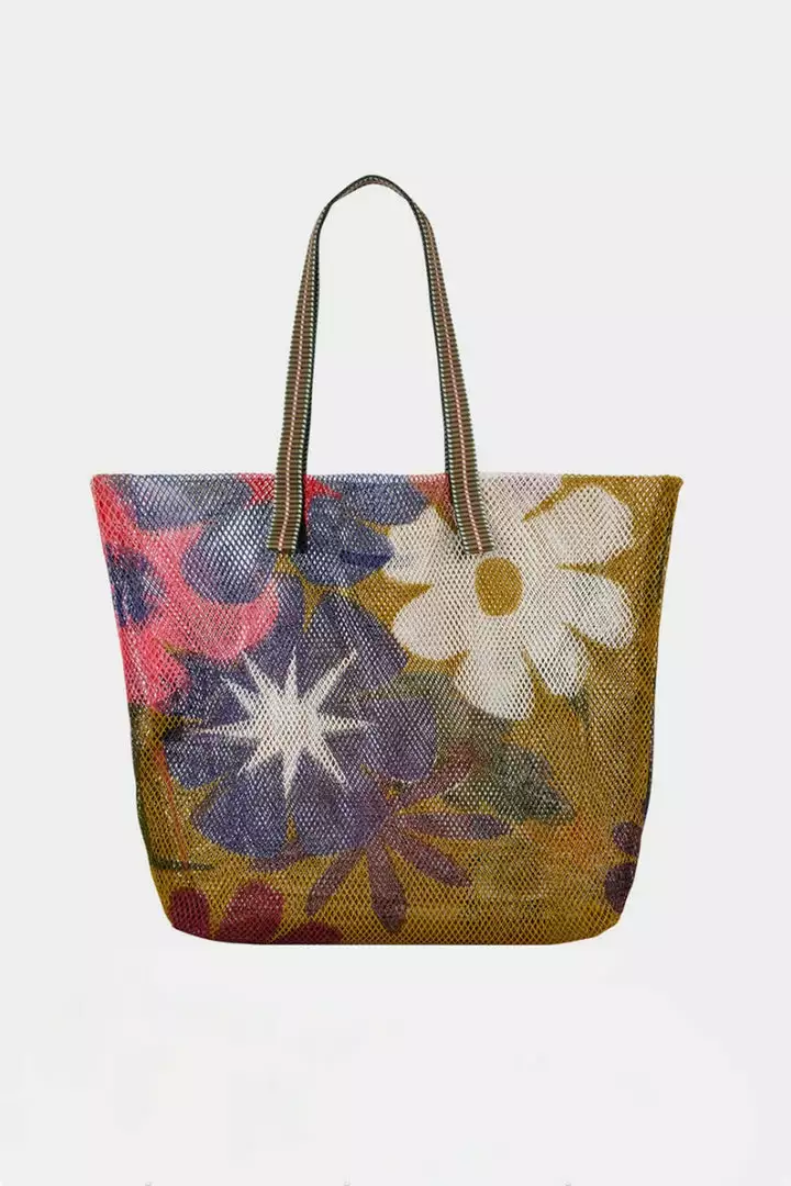 SMALL FLORAL PRINT MESH TOTE BY EPICE Womens 4 SMALL FLORAL PRINT MESH TOTE BY EPICE Womens