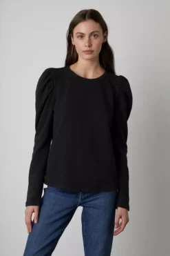 Velvet By Graham & Spencer Womens PEGGY PUFF SLEEVE SWEATSHIRT