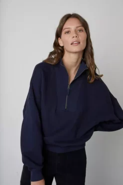 Velvet By Graham & Spencer ROXIE MOCK NECK ZIP SWEATSHIRT 20 Velvet By Graham & Spencer ROXIE MOCK NECK ZIP SWEATSHIRT