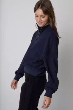 Velvet By Graham & Spencer ROXIE MOCK NECK ZIP SWEATSHIRT 22 Velvet By Graham & Spencer ROXIE MOCK NECK ZIP SWEATSHIRT