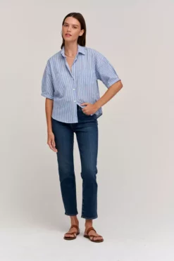 Velvet By Graham & Spencer BRANDY STRIPED BUTTON-UP SHIRT Womens