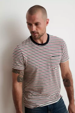 Velvet By Graham & Spencer ARCHIE STRIPED POCKET TEE Mens