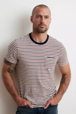 Velvet By Graham & Spencer ARCHIE STRIPED POCKET TEE Mens