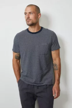 Velvet By Graham & Spencer EVAN STRIPED POCKET TEE