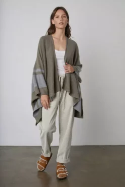 Velvet By Graham & Spencer HARPER OPEN FRONT PONCHO Womens
