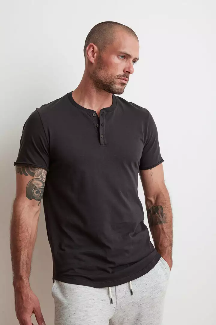 Velvet By Graham & Spencer HESTON SUEDED JERSEY HENLEY Mens 6 Velvet By Graham & Spencer HESTON SUEDED JERSEY HENLEY Mens