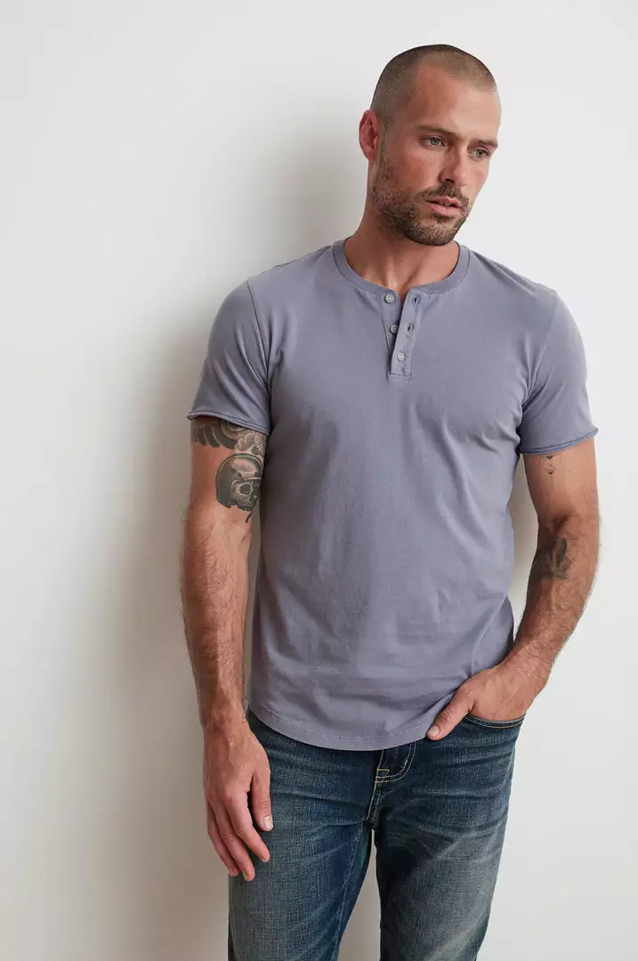 Velvet By Graham & Spencer HESTON SUEDED JERSEY HENLEY Mens 1 Velvet By Graham & Spencer HESTON SUEDED JERSEY HENLEY Mens