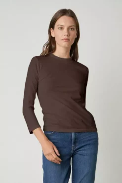 Velvet By Graham & Spencer QUINNY 3/4 SLEEVE MOCK NECK TEE Womens
