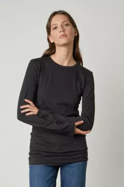 Velvet By Graham & Spencer ROZALIA SUEDED JERSEY TEE