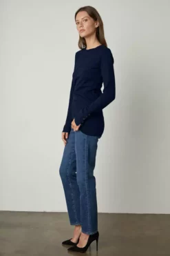 Velvet By Graham & Spencer ROZALIA SUEDED JERSEY TEE