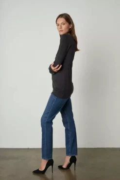 Velvet By Graham & Spencer ROZALIA SUEDED JERSEY TEE