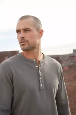 Velvet By Graham & Spencer CLARK SUEDED SLUB HENLEY Mens