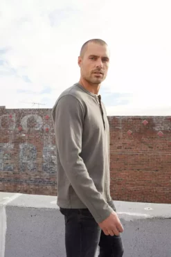 Velvet By Graham & Spencer CLARK SUEDED SLUB HENLEY Mens