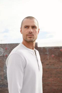 Velvet By Graham & Spencer CLARK SUEDED SLUB HENLEY Mens